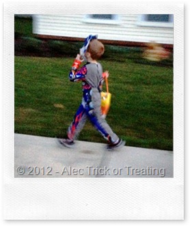 2012-10-31-Alec Trick or Treating - Candy Corn Bag