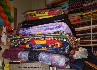 Quilts needing binding and labels.